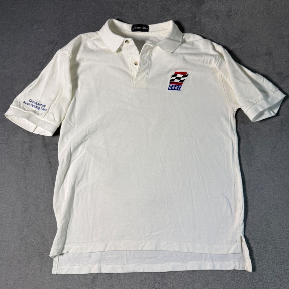 Vintage Inner Harbor CART Indycar Polo Shirt Mens White Racing Embroidered L